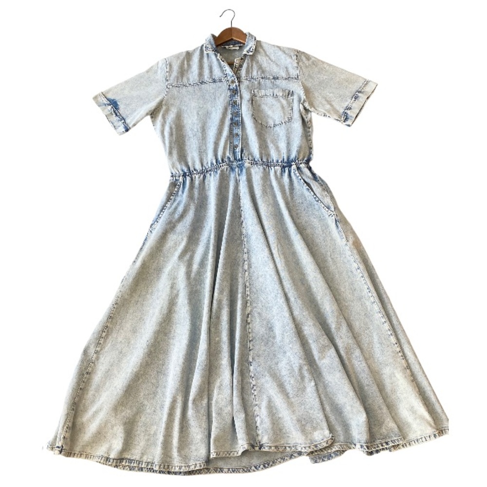 Vintage 90s Two Roads Acid Wash Denim Dress